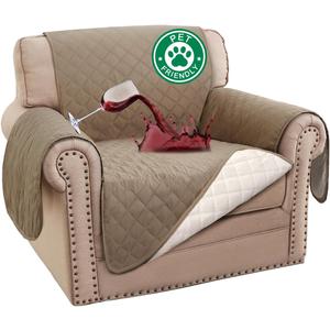 Turquoize 100% Waterproof Sofa Covers Chair Cover Slipcover Couch Protector Triple Non-Slip Sofa Slipcover for 1 Cushion Furniture Protector for Pets, Kids,Dog (Chair 23", Taupe)