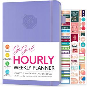 GoGirl Weekly Schedule Planner Hourly Work & Life Planner with Time Slots Vertical Agenda Organizer for Daily Productivity, A5 (Lavender)