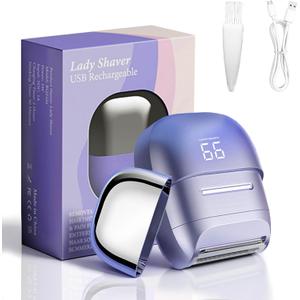 Electric Shaver For Women, Waterproof Wet Dry Mini Electric Razors For Women - Cordless Rechargeable Foil Shaver For Hair Removal, Legs, Face, Body, Bikini,Sensitive Skin, Teens, Ladie(Purple)