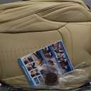 Chezope Leather Seat Covers, Beige Car Seat Covers Front Pair, Breathable Car Seat Protectors, Wear-Resistant Car Accessories, Universal Fit for Most Cars,SUVs Truck (Beige-Solid, Front Pair)
