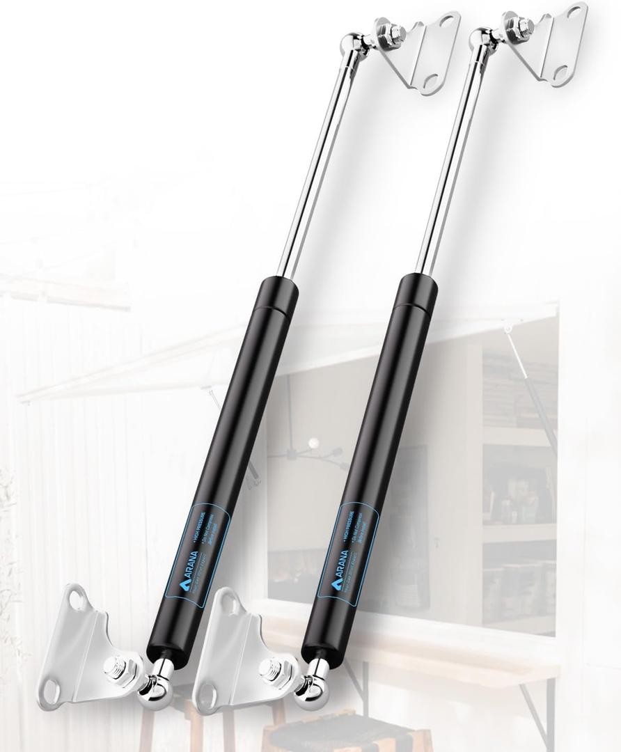ARANA Gas Struts 17 inch 55LB Gas Shocks Spring, 17" 245N Gas Props Lift Support with Mounting Bracket for Heavy Duty Lid RV Bed Hatch Trap Door Box Lid, 2 PCS