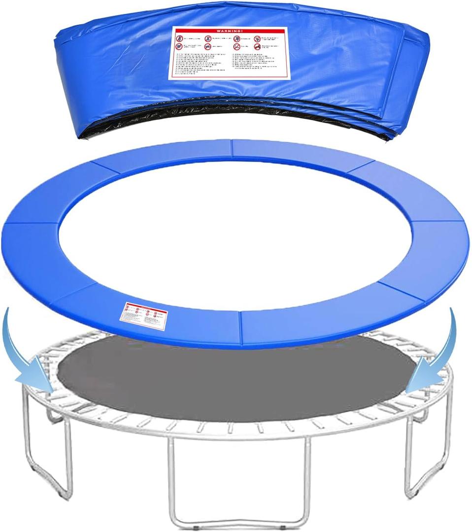 Trampoline Replacement Safety Pad, 15ft Trampoline Spring Cover with Foam Padding, No Holes for Poles, Round, Blue