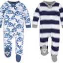 Burt's Bees Baby Boys Sleep and Play PJs, 100% Organic Cotton One-Piece Zip Front Romper Jumpsuit Pajamas. 0-3 Months