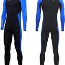 Full Body Dive Wetsuit Sports Skins Rash Guard for Men Women, UV Protection Long Sleeve One Piece Swimwear for Snorkeling Surfing Scuba Diving Swimming Kayaking Sailing Canoeing, Large, Black and Blue 