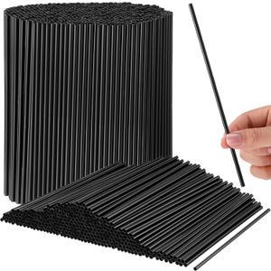 6000 Count Coffee Cocktail Stirrers Straws Disposable Plastic Sip Stir Sticks Cocktail Drink Stirrers Sticks Cups Straws for Bars Juice Drinking (Black,7 Inch)