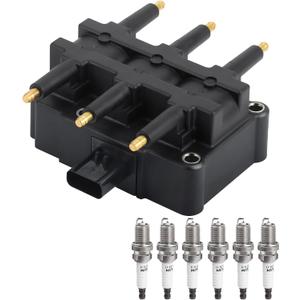 Ignition Coil Pack Spark Plug fit for 3.3 3.8 Chrysler Town & Country Pacifica, Dodge Grand Caravan, Jeep Wrangler 2001 2002 2003 2004 2005 2006 2007 2008 2009 2010, 1pc Coil & 6pcs Spark Plugs