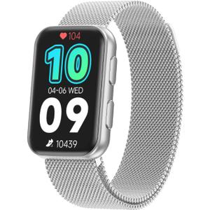 MorePro Health Fitness Tracker with Blood oxy-gen Monitor and 24/7 Heart Rate and Blood Pressure, Sleep Monitor, 120+ Sport Modes Waterproof Fitness Watch for Women Men Android iOS, Sliver (Silver)