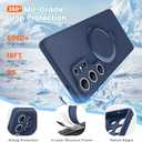 Liquid Silicone Case for Samsung Galaxy S25 Ultra with Magnetic Stand, Mil-Grade Drop Shockproof, Full Camera Protection Anti-Scratch Microfiber Lining Silicone Phone case, Dark Blue