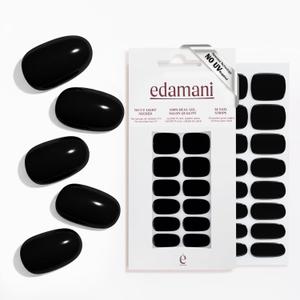 34 Piece Fully Cured Gel Nail Strips With No UV Light Needed, 14+ Days Gel Nail Polish Stickers, Salon Quality, Easy to Apply & Remove  Toxin Free, No Damage (Onyx Noir)