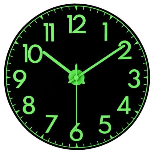 JoFomp Glow in The Dark Wall Clocks Battery Operated, 12 Inch Resin 3D Numbers Luminous Wall Clock for Bedroom, Silent Wall Clocks for Living Room Decor, Light Up Wall Clock Decorative for Kitchen