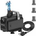 Submersible Water Pump 1200GPH/70W Fountain Pumps with Flow Control, Pond Pump Submersible Outdoor with 10ft 3-Core Power cable for Hydroponics, Aquarium, Waterfall, Statuary, Water feature