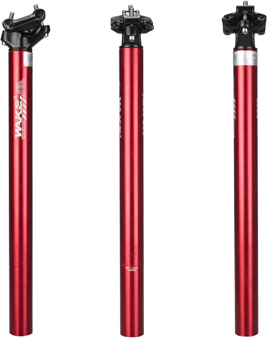 Wake Bike SeatPost Aluminum Alloy 27.2mm 30.9mm 31.6mm Bicycle Seat Post 400mm for Mountain Road Bikes BMX (Red)