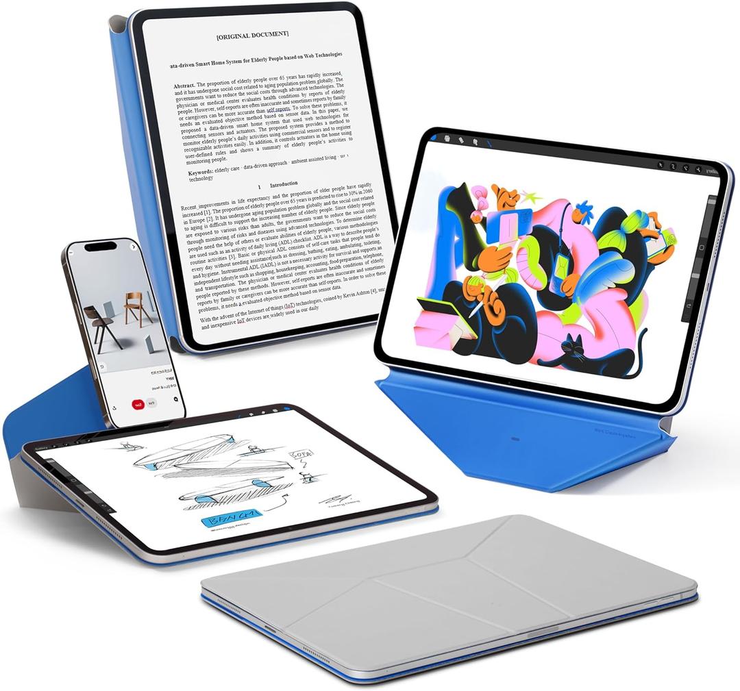 MOFT Dynamic Folio Case for iPad Pro 11 Inch 2024 5th Gen(M4), Silm Magnetic Stand Case with 20+ Viewing Angles, Auto Wake/Sleep, Ultra Thin, Cement x Sapphire