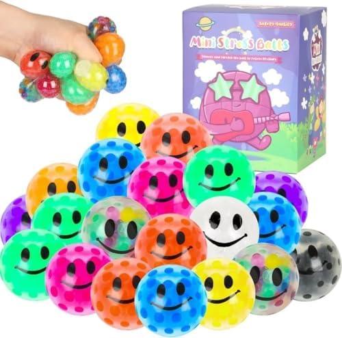 12 Pack Colorful Mini Stress Balls Set, Squishy Balls Fidget for Adult, Squeeze Balls Bulk, Birthday Gifts Party Favors Goodie Bags Stuffer Anxiety Stress Relief