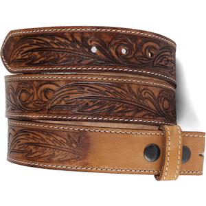 F&L CLASSIC Western Belt without buckle for men  Full Grain Leather Cowboy Belts for jeans - One Piece Leather strap belt (34 (Fits Waist 32"-33"), Tan/Dark Borwn 06)
