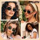 2 x STGATN 2 Packs Trendy Sunglasses for Women Retro Oval & Stylish Hexagon Gold Metal Sun Glasses UV Protection Vintage Shades