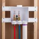 Oatey 38577 Quadtro Washing Machine Outlet Box F1807 PEX Tail Piece, Single Lever with Water Hammer, 2" Hub