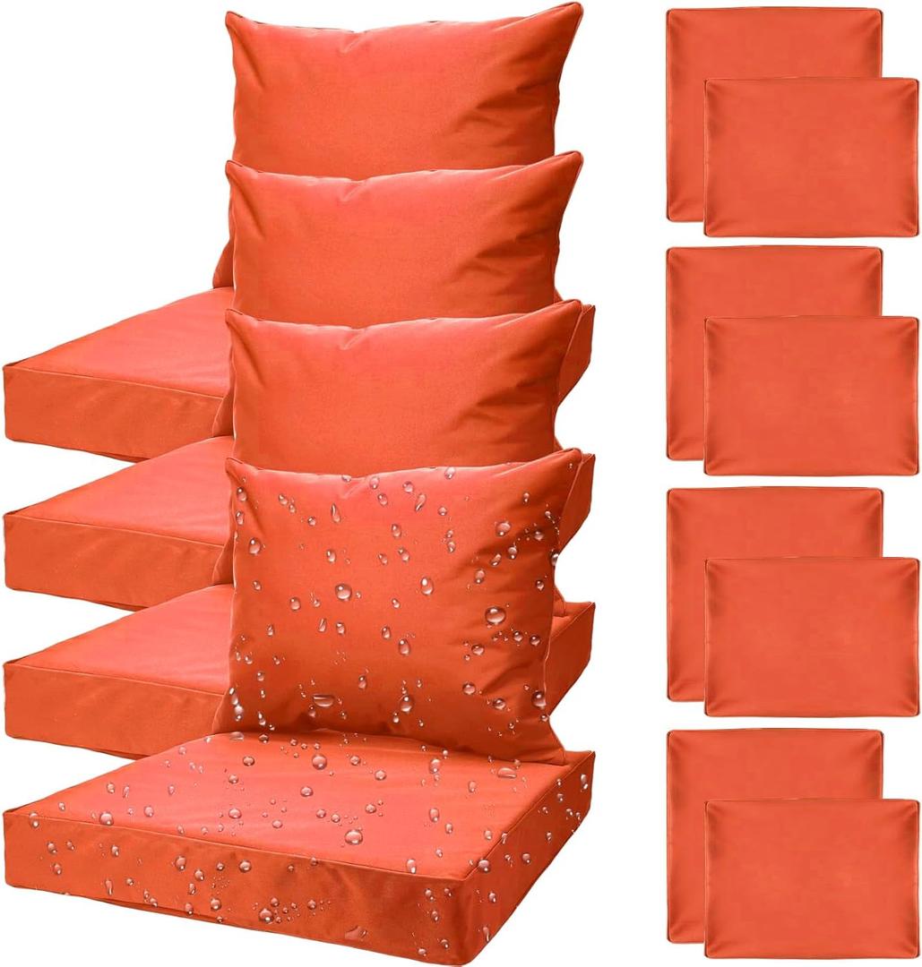 All Smiles Patio Furniture Replacement Chair Cushion Covers Set of 4 for Waterproof Resistant Outdoor Deep Set Cushion Covers for Seat Yard Garden Deck24 x 20 Inch, 24 x 24 x 4 InchOrange