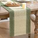 Artoid Mode Dark Green Farmhouse Rustic Paper Braided Table Runner, Seasonal Christmas Woven Kitchen Dining Table Decoration for Home Party Decor 12x108 Inch