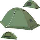 1 Person Backpacking Tent for 4-Season - Winter Waterproof Tent for One Person, Lightweight Camping Gear for Backpacking, Easy Set Up Cold Weather Essentials by Underwood Aggregator (Green)