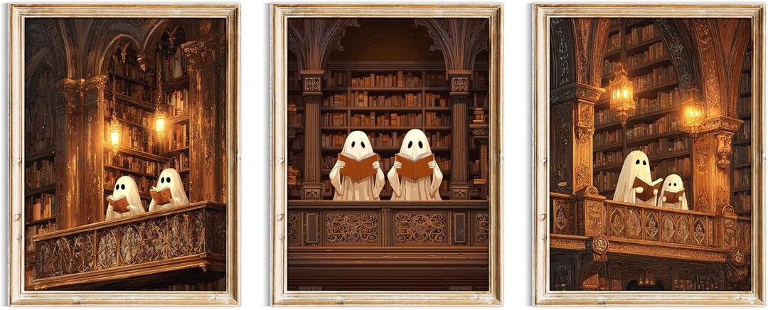 TracyArt Ghost Decor, Halloween Wall Decor - Horror Gifts, Halloween Poster, Unframed 3 Pcs 13" x 17"