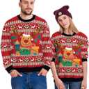 Colorful House Unisex's Ugly Christmas Jumper Sweater Printed Pullover,3D Funny Digital Print Sweatshirt Suit for Men Woman (Cute Reindeer Red)