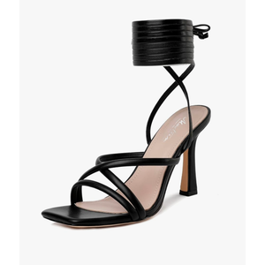 Mostrin Womens Sandals Strappy Heels for Women Lace Up Square Open Toe Heels Tie Up High Heeled Sandals for Prom, Party, Daily Wear Size 39