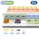 EZY DOSE Weekly (7-Day) Pill Organizer, Vitamin Container, and Daily Medicine Planner, 2X-Large Push Button Compartments, Arthritis Friendly, Easy to Use, 4 Times a Day, Pastel Rainbow Lids, BPA Free