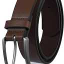 Men's Faux Leather Dress BeltClassic & Fashion Jeans Belts with Single Prong Buckle for Work Business and Casual (38, Dull Brown)