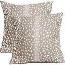 aportt Antelope Pillow Covers 20X20 Inch Beige Deer Animal Print Decorative Square Pillow Cases Modern Neutral Faux Fawn Cotton Linen Throw Pillows Set of 2 Home Decor for Sofa Couch Bedroom Outdoor