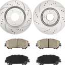 KAX Front Brake Kit, Drilled and Slotted Brake Rotors, Ceramic Brake Pads | Fits Nissan Rogue 2014 2015 2016 2017, 11.65in Front Brake Rotors and Pads Kit, Automotive Replacement Brake Kit