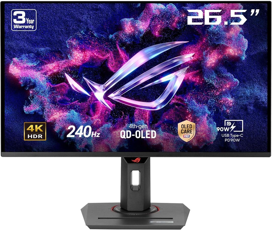 ASUS ROG Strix 27 4K QD-OLED Gaming Monitor (XG27UCDMG) - 240Hz, 0.03ms, Anti-Flicker 2.0, Custom Heatsink, Care Pro, Neo Proximity Sensor, 99% DCI-P3, True 10-bit Color, 3 yr Warranty