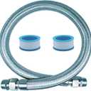 Compressor Jumper Hose, Rust-steel Metal Air Hose, 1-inch NPT Male Head X 40" Length, 750°F, 450 PSI, Accessories on both Sides Can Rotate Freely