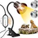 TFNN Reptile Heat Lamp, Heat Lamp with Clamp, UVA UVB Reptile Light with Intelligent Cycle Timer for Turtle, Bearded Dragon, Lizard and More, 2 Bulbs 50W+75W