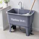 24 Inch Mop Sink Plastic Utility Basin with Raised Stand and Drain Hose