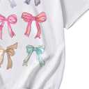 Girl's Bow Graphic Tees Crew Neck Short Sleeve Summer T Shirts Preppy Cute Clothes for Girls