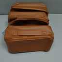 Custom Logo PU Leather Waterproof Cosmetic Bag Pouch Skincare Cosmetic Partition Storage Travel Toiletry Bag Makeup Bag, Brown - Pack of 3