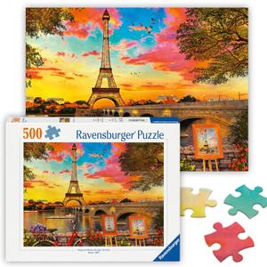 Ravensburger - Evening in Paris - 500 Piece Jigsaw Puzzle - Stunning, Vivid Imagery of Paris at Dusk - Bold Colors - Inspiring Scene - Ideal Gift - Frameable Art - Screen-Free Fun - Puzzles for Adults