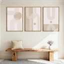 ANHUIB Extra Large Neutral Boho Abstract Canvas Wall Art Set of 3 Framed Mid Century Modern Wall Decor Beige Geometric Line Artwork Minimalist Prints 24x36 Inch Painting for Living Room Bedroom Dining Room Office