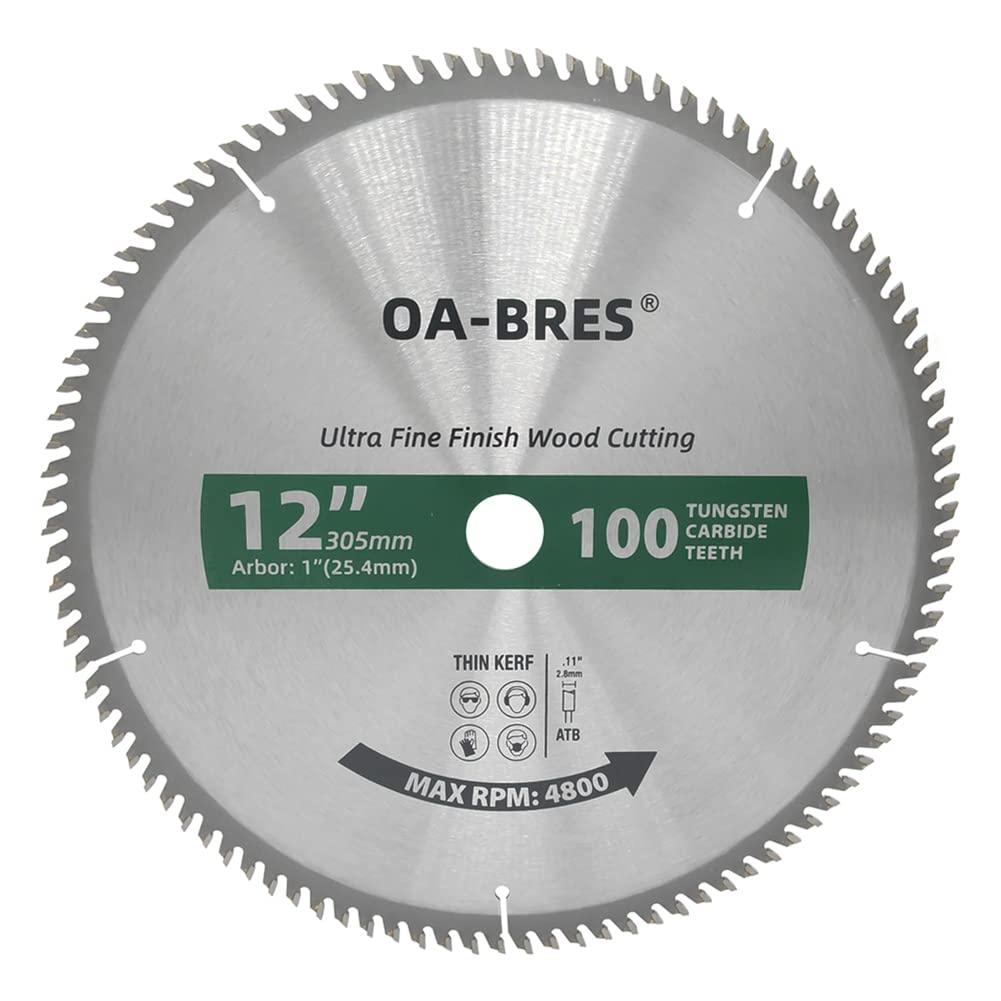 12-Inch Miter/Table Saw Blades, 100-Tooth ATB TCT Ultra Fine Finish Wood Cutting Circular Saw Blade with 1-Inch Arbor