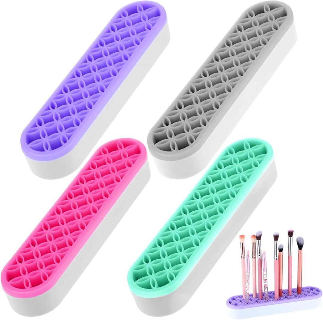 4 Pcs Silicone Makeup Brush Holder, Multipurpose Cosmetic Organizer, Pen Holder for Desk, Storage Box, Sewing Tool, Beauty Tool, Scissors, Toothbrush Holders