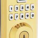 Kwikset 9250TRS-L03S Transitional Powerbolt 2 Electronic SmartCode Deadbolt SmartKey with RCAL Latch and RCS Strike Lifetime Brass Finish
