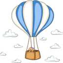 Cute Hot Air Balloon Wall Decal Beautiful Puppy in Hot Air Balloon in Clouds Size: 30 Inch X 30 Inch
