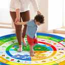 Smikoo Baby Crawling Play Mat for Floor, Cotton Educational Tummy Time Area Rug for Learning Month Weather Season, Round Non-Slip Super Soft Playmat for Playing Gym Activity for Infants Toddlers