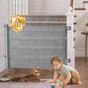 MOMYMUST Retractable Baby Gates for Stairs Doorways with Auto-Lock, 33" Tall x 55" Wide Mesh Baby/Dog/Pet/Cat Gate Safety Double Locking, Durable Child Gate for Hallways Kitchen Indoor/Outdoor