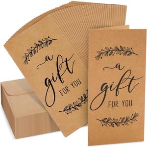 36 Pack Money Cards with Envelopes, A Gift for You Cards for Cash, Holiday's, Birthday's (Kraft Paper, 3.5 x 7.25 In)
