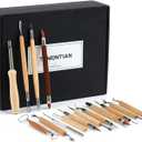 TEMONTIAN Pottery Tool KitClay Sculpting Tools,43 Pcs Double Sided Pottery Wheel Tools for AdultsPottery Carving ToolsPottery Kiln Tools at HomeCeramics Tools Set with Carrying Case Bag and Apron (BLACK)