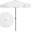 JEAREY 9 FT Patio Umbrella Outdoor, Table Umbrellas Market Umbrella w/Push Button Tilt/Crank, 8 Sturdy Ribs(Cream White)