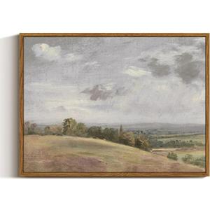 InSimSea Framed Canvas Wall Art, Vintage Decor - Landscape Wall Painting Prints, Rolling Hills Pictures for Bedroom, Farmhouse Bathroom, Office Dining Room Decor - 12"x16"