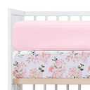 Crib Sheets Girl 2 Pack Set, 2 Pack Toddler Bed Sheets Set, Floral Print Fitted Crib Sheet for Standard Crib & Toddler Mattress, Size 28 x 52 inches, Pink N Floral